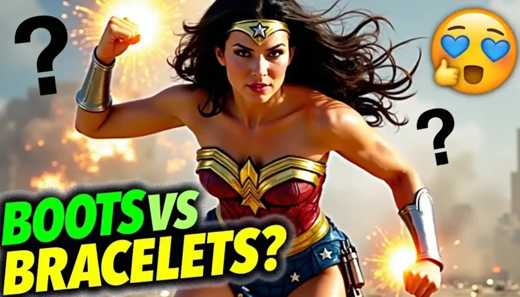 Wonder woman - boots versus bracelets. Wonder woman - boots versus bracelets.