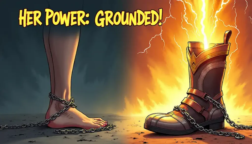 Wonder woman her power ground without those boots. Wonder woman her power ground without those boots.