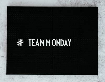 Image displays Team Monday Hashtag in rediness for Cber Monday and a CDB promotion.