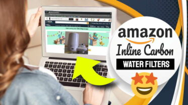 Photo of laptop lady researching Carbon Filter Science, for the inline carbon water filter.