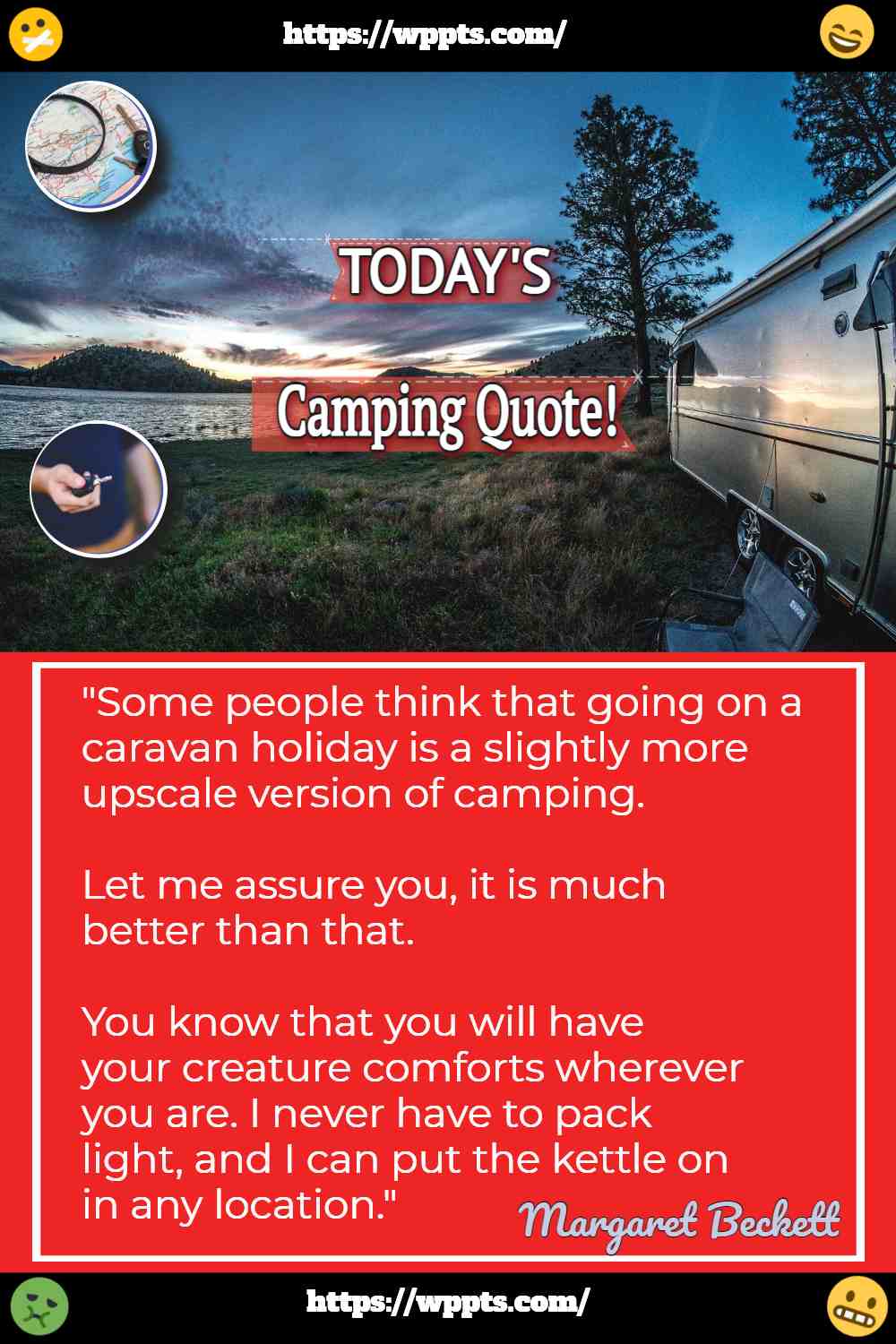 Image shows today's camping quote.