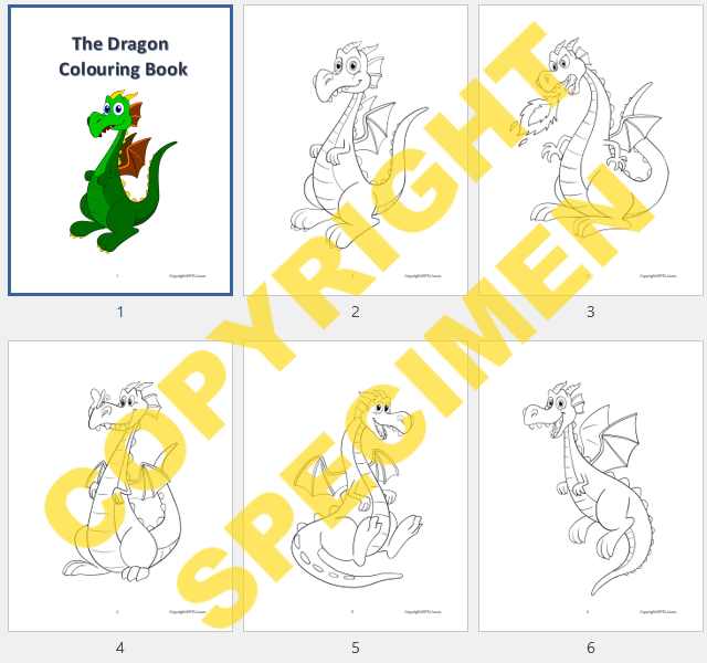 Dragon Colouring Book Example thumbnails