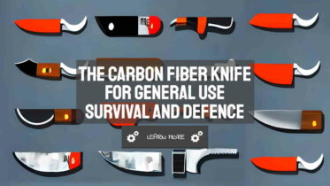 Image text: "The Carbon Fibre Knife forgeneral use survival and defence".