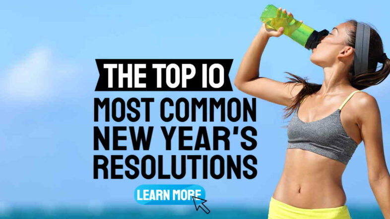 Featured image text:" Top 10 Most common new years resolutions 2023