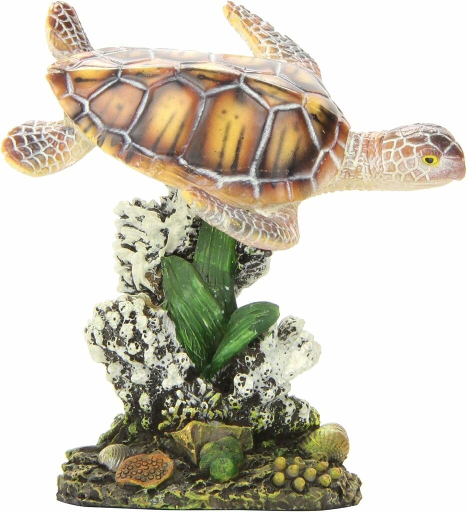 Penn-Plax (RR1104 Swimming Sea Turtle Aquarium Decoration, Small