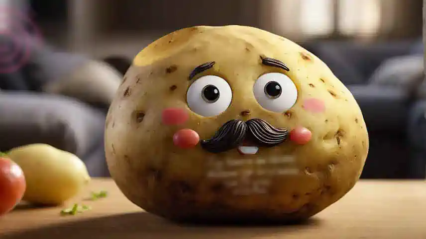 Image illustrates potato with a message business!
