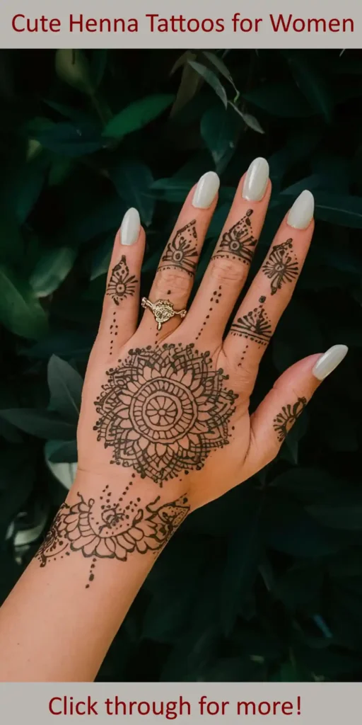 A henna hand tattoo, Adorn Yourself with non-permanent adorable: cute & easy Henna Tattoos.