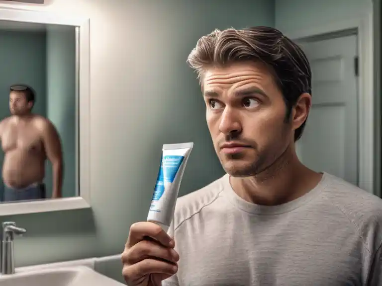 A guy with butt hair removal cream.