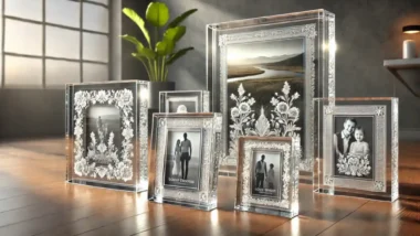 Image showcasing custom engraved crystal picture frames an elegant showcase for your memorable moments.