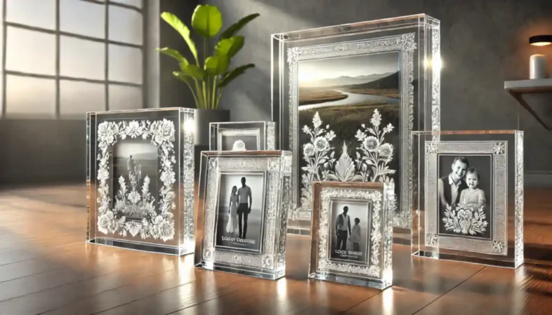 Image showcasing custom engraved crystal picture frames an elegant showcase for your memorable moments.