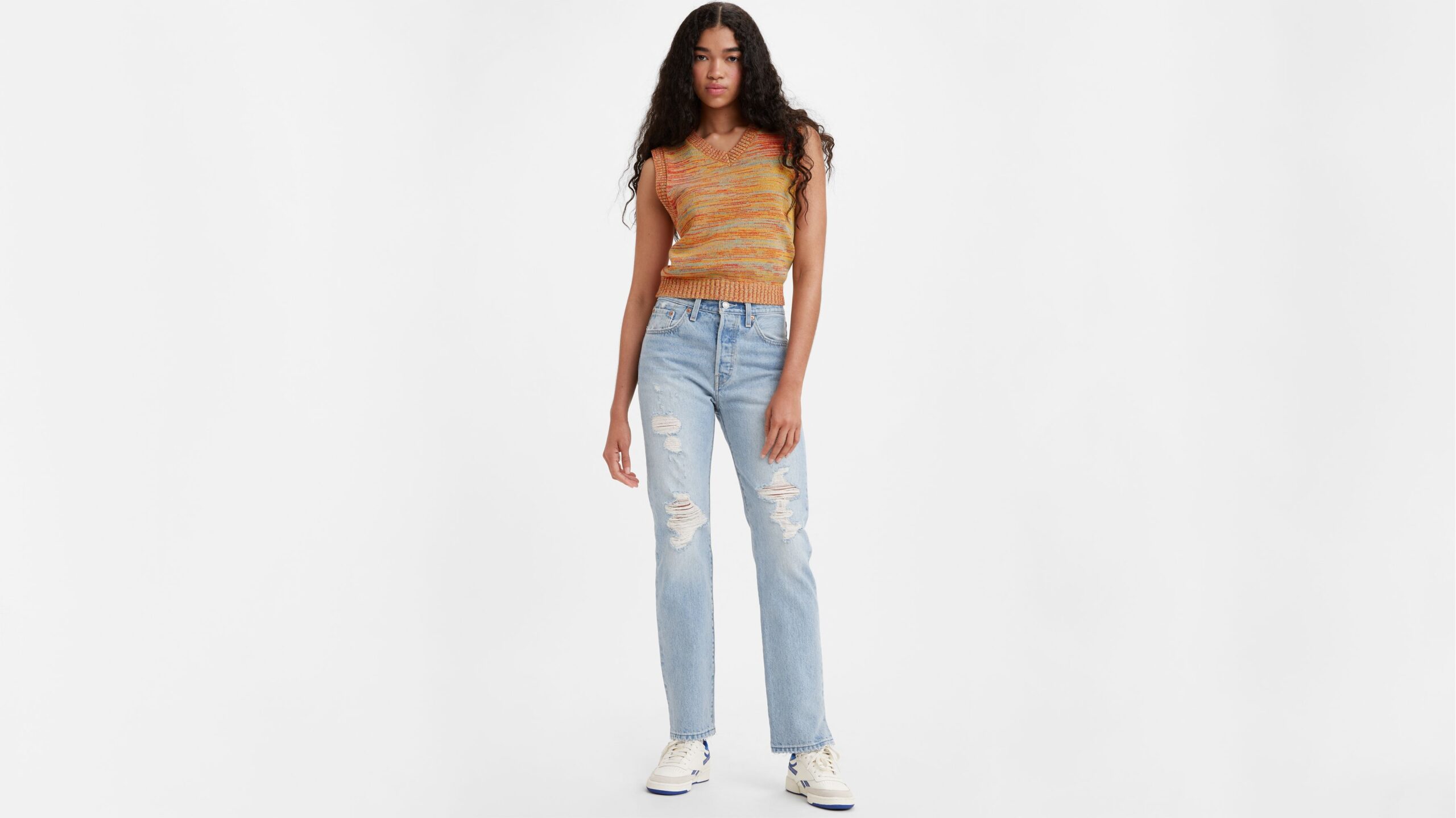 Levi's Jeans Style faded and ripped.