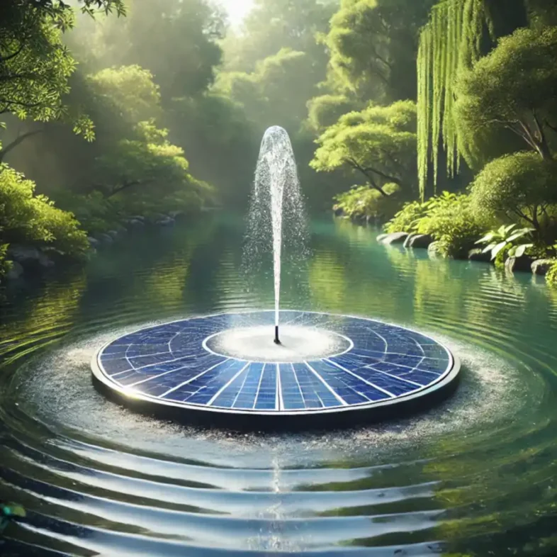 A concept of a solar floating pond aerator fountain.