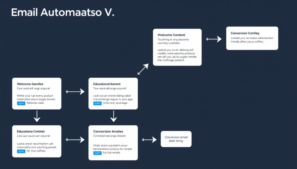 Email automation workflow showing a sequence of triggered emails for lead nurturing Email automation workflow showing a sequence of triggered emails for lead nurturing