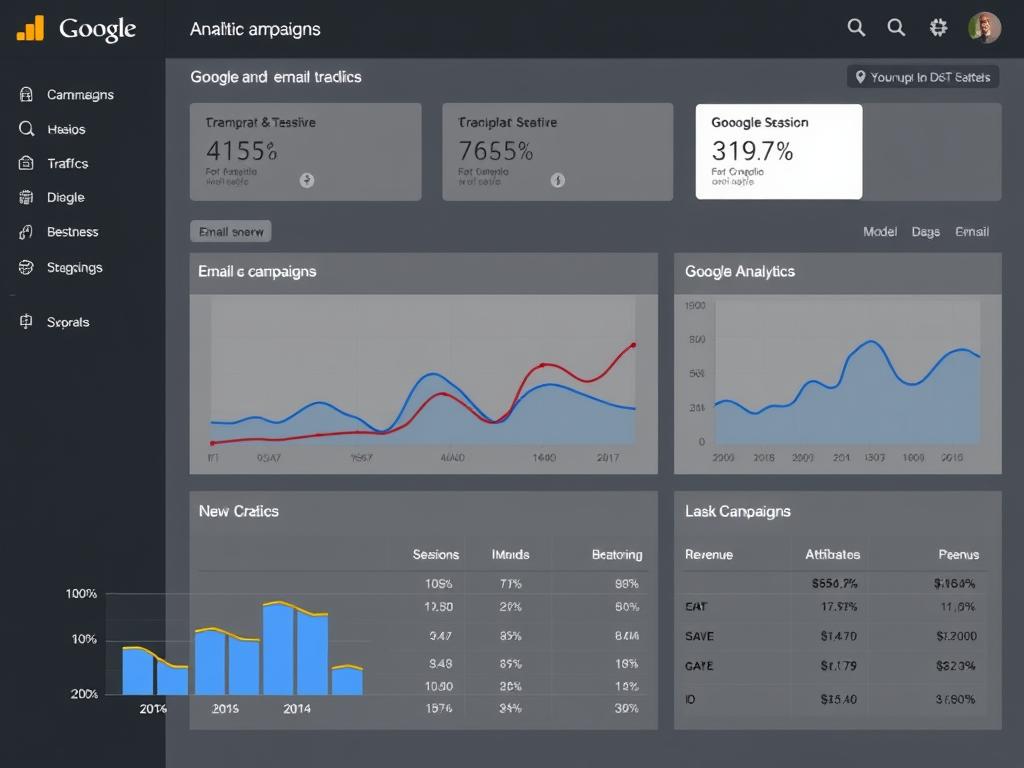 Google Analytics dashboard showing email campaign performance with UTM tracking Google Analytics dashboard showing email campaign performance with UTM tracking