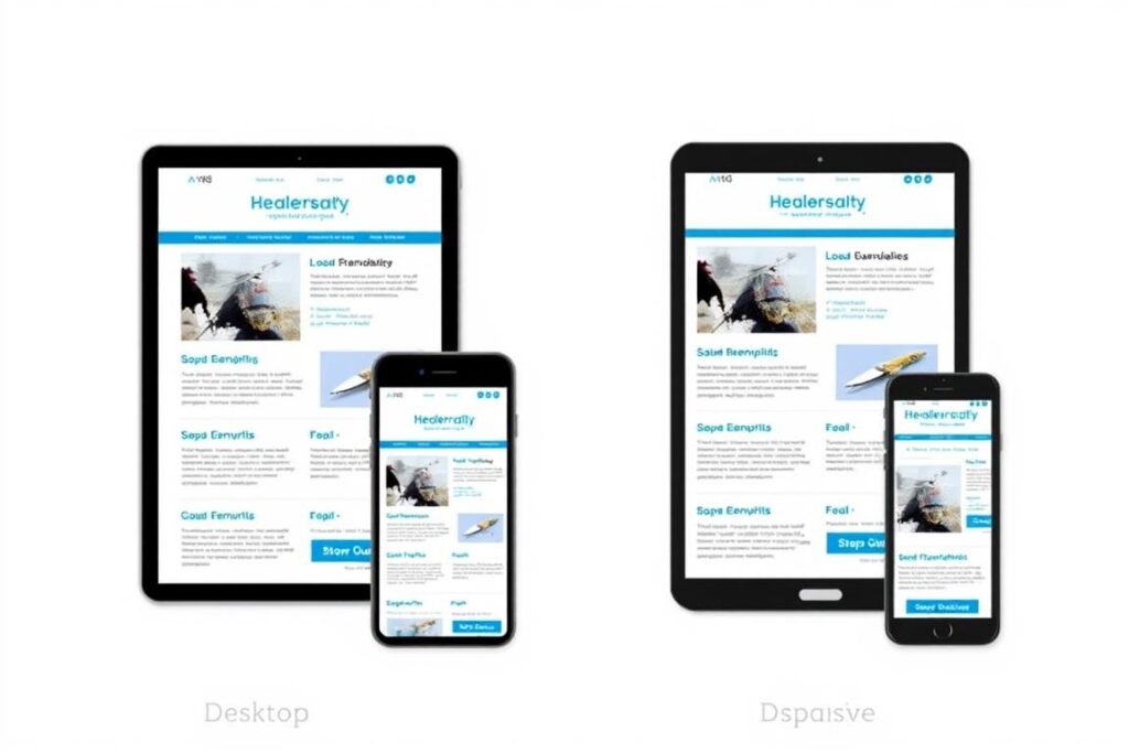 Mobile-responsive email template showing how the same email appears on desktop and mobile for an email marketing campaign Mobile-responsive email template showing how the same email appears on desktop and mobile for an email marketing campaign