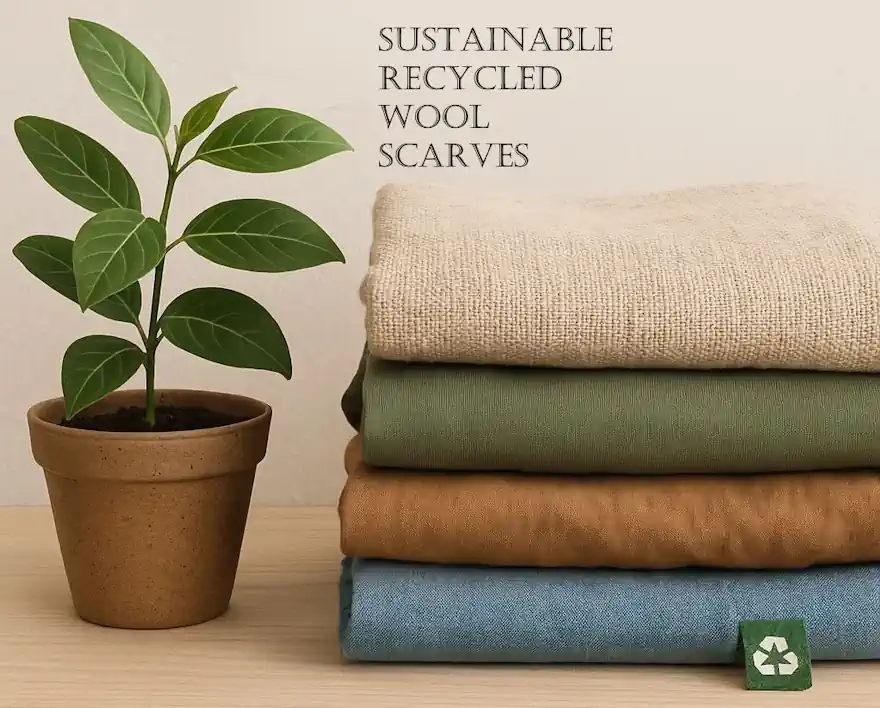Sustainable Styling recycled scarves poster image.