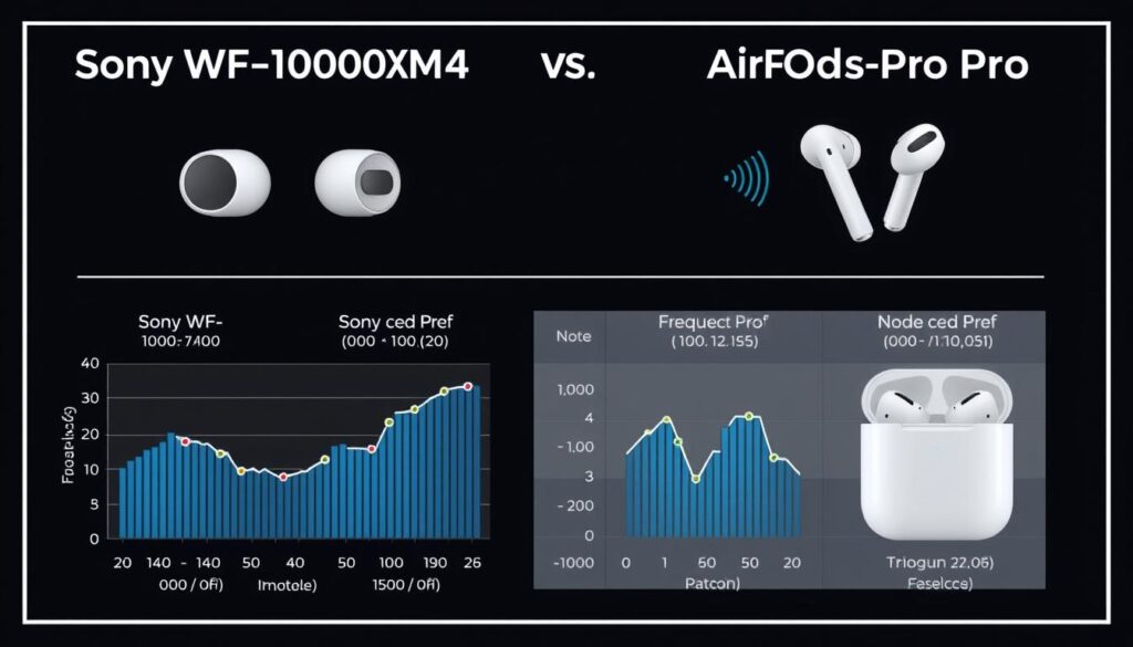 Noise cancellation comparison between Sony WF-1000XM4 vs AirPods Pro showing ANC effectiveness