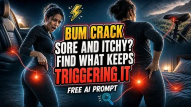 Image with the text: Top of Bum Crack Sore and Itchy Find What Keeps Triggering It - Free AI Prompt.
