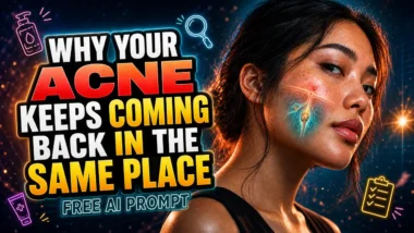Image with the text: Why Your Acne Keeps Coming Back in the Same Place - Free AI Prompt.
